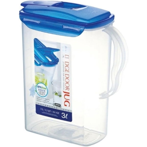 BPA Free Plastic Pitcher with Lid | 2 Quart Pitcher with Lid for Water, Juice, Tea & More Beverages | Aqua Fridge Door Water Jug | Clear Pitcher