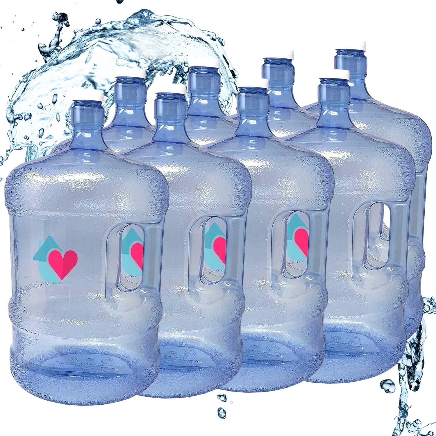 5 Gallon Crown Top Reusable Plastic Water Bottles Containers Jugs with Easy  Grip Handle for Home and Office, Tailgating, & Camping 2 PACK