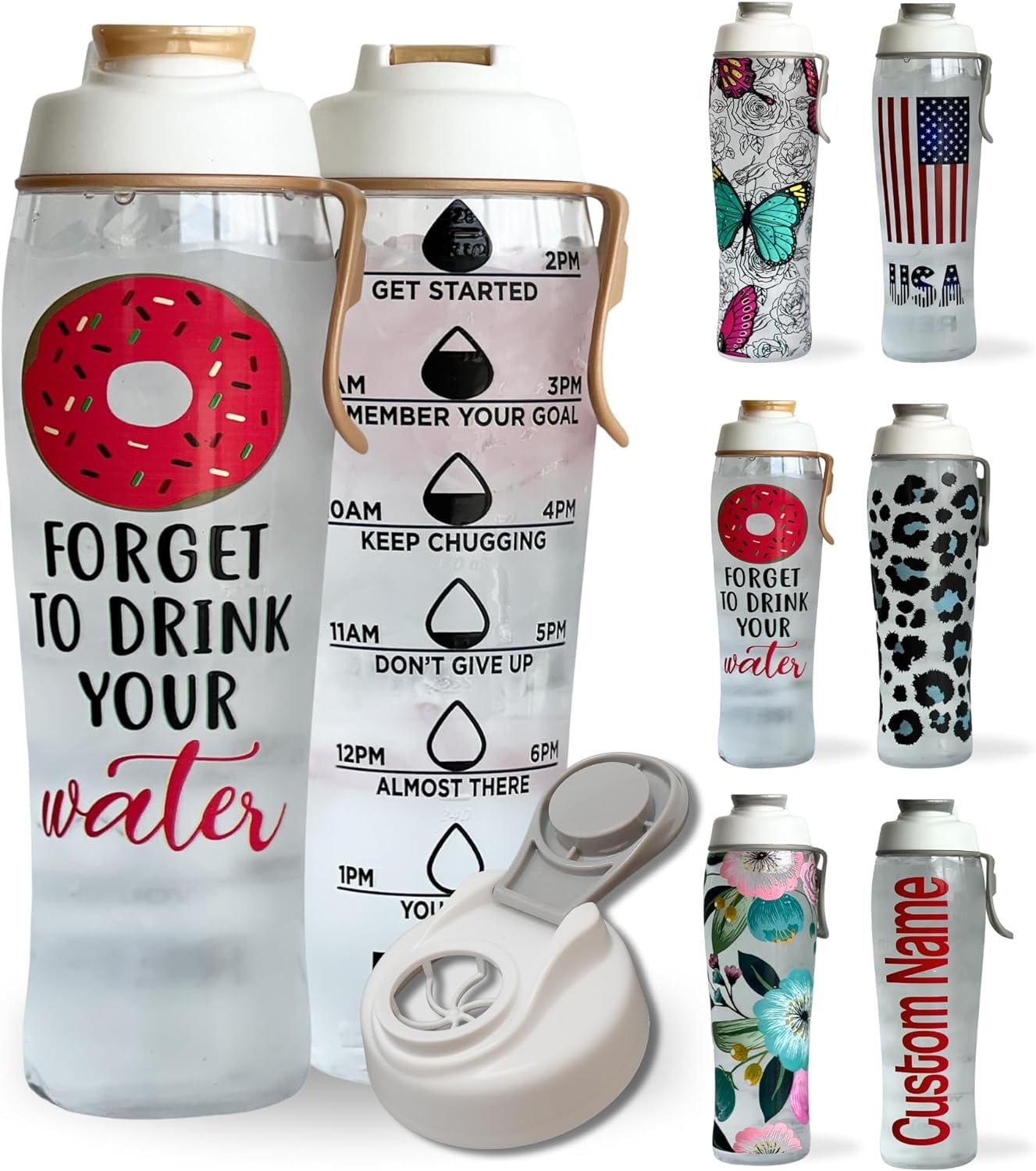 Doseno Reusable Water Bottle, Water Bottle with Time Marker, Plastic Water  Bottles to Ensure You Dri…See more Doseno Reusable Water Bottle, Water