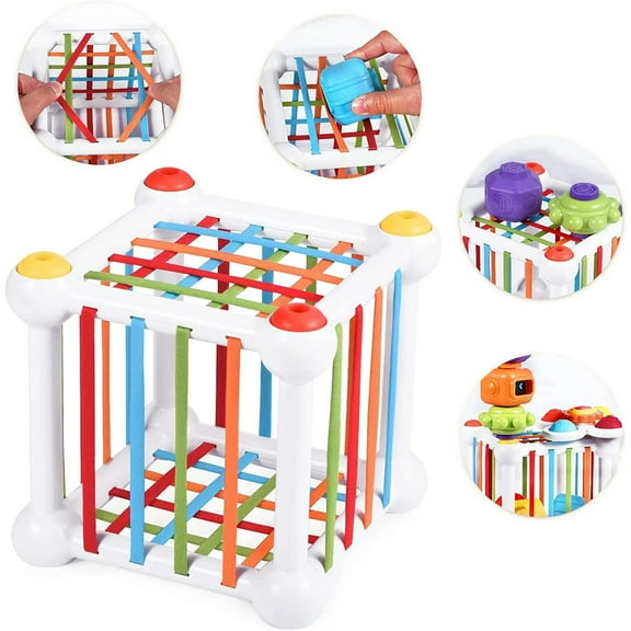 BPA Free Silicone Made Baby Shape Sorter Travel Sensory Toys for 1-3 Age Kids Motor Skills Hand-Eye Coordination