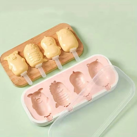 BPA Free Silicone Popsicle Molds - Fun Cartoon Shapes for Homemade Ice Cream and Popsicles, 1pc, 9.84x3.94x1.18 inches