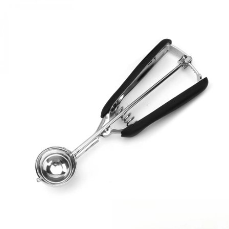 BPA-Free Stainless Steel Cookie Scoop, 1 TBSP Scooper #60, Soft Grip Handle, Easy Food Release, Create Even Portion Sizes, Multipurpose Kitchen Melon Baller, Meatball Spring Scoops, Black