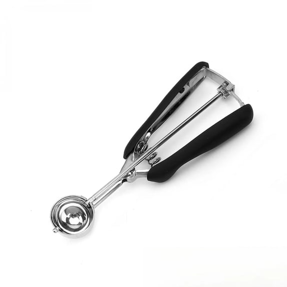 BPA-Free Stainless Steel Cookie Scoop, 1 TBSP Scooper #60, Soft Grip Handle, Easy Food Release, Create Even Portion Sizes, Multipurpose Kitchen Melon Baller, Meatball Spring Scoops, Black
