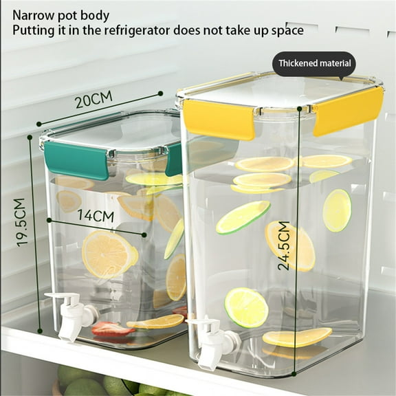 BPA Free Storage Containers,Beverage Dispenser With Lid And Faucet Food Grade Plastic Refrigerator Dispenser For Lemonade Cold Juice Injection Cooler Iced Tea