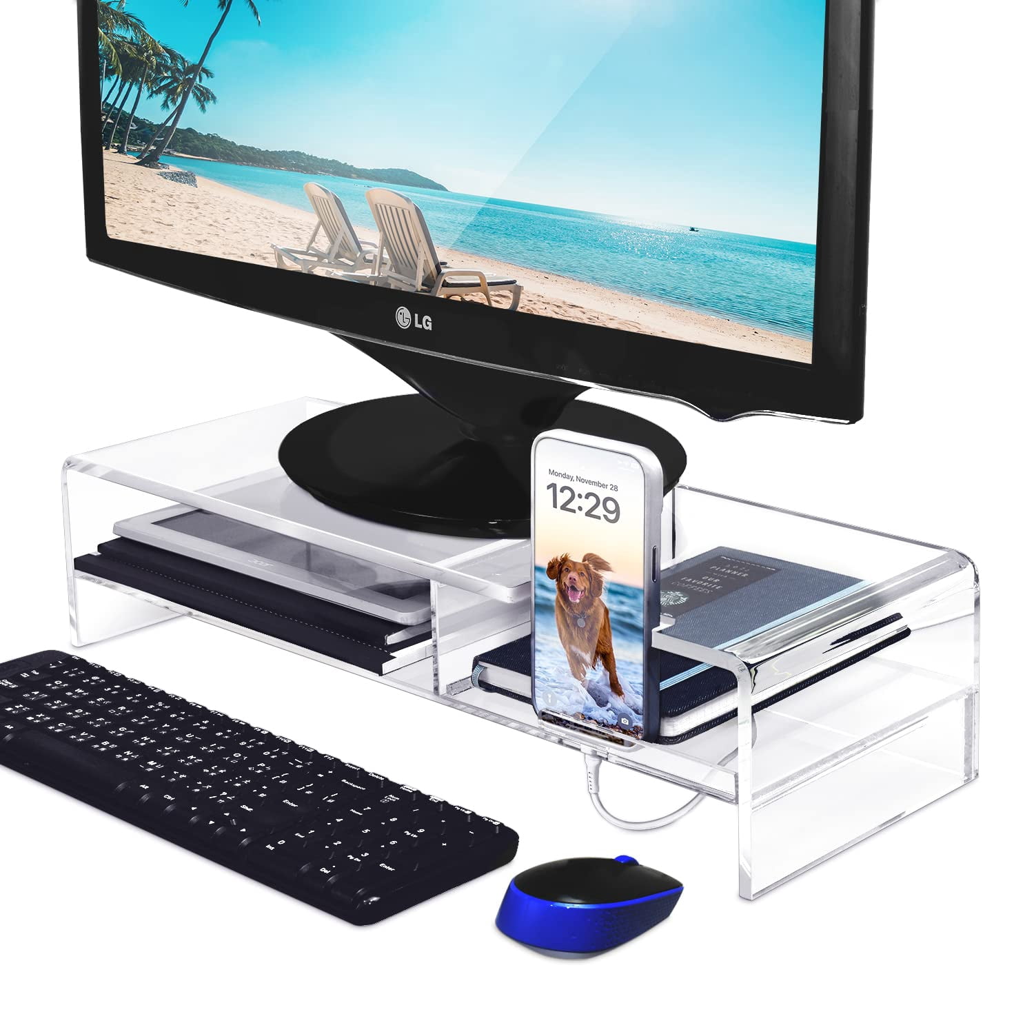 BPA Premium Acrylic Monitor Stand Monitor RiserComputer Stand for Home ...