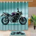 thumbnail image 1 of BPBOP Adventurous Manly Motorcycle Decor Shower Curtain 66x72 inches with Floor Doormat Bath Rugs 15.7x23.6 inches, 1 of 1