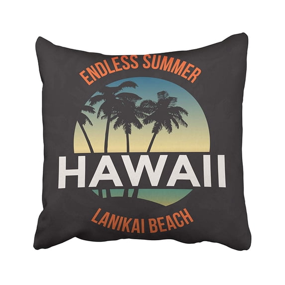 BPBOP Aloha Hawaii Beach Tee With Palm Tree Design Graphics Stamp Label American Board Pillowcase Pillow Cushion Cover 18x18 inches