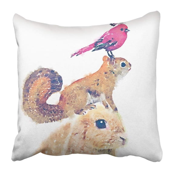 BPBOP Animal Rabbit Red Squirrel Watercolor Bird Butterfly Graphics Cute for Your Design Easter Baby Girl Pillowcase Pillow Cover 16x16 inches