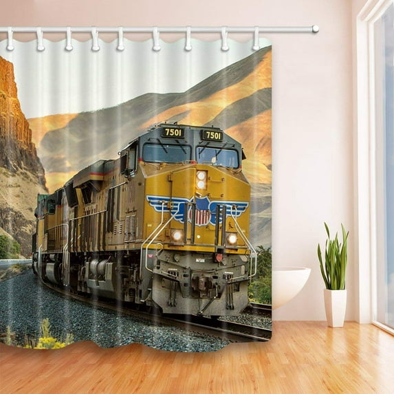 BPBOP Antique Decor Vintage Train Polyester Fabric Bathroom Shower Curtain 66x72 inches