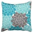 thumbnail image 1 of BPBOP Aqua Teal And Graphite Grey Flower Collage Pillowcase Cushion Cover 18x18 inch, 1 of 1