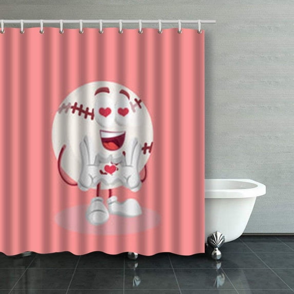 BPBOP Baseball Mascot Love Pose Flat Shower Curtains Bathroom Curtain 66x72 Inch