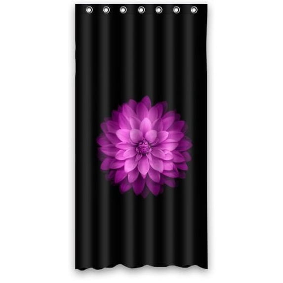 BPBOP Black Background Purple Lotus Waterproof Bathroom Fabric Shower Curtain 36x72 inches