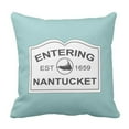 thumbnail image 1 of BPBOP Black England Nantucket Island Est with Map in Aqua Teal Blue Destination Pillowcase Cushion Cover 20x20 inches, 1 of 1