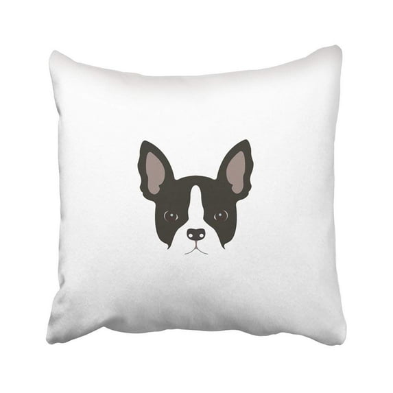 BPBOP Black Frenchie French Bulldog Head White Face Animal Brawny Breed Canine Cartoon Character Pillowcase Throw Pillow Cover Case 18x18 inches