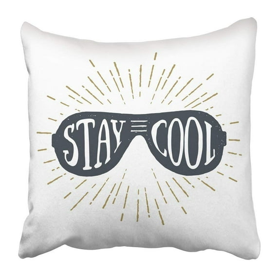 BPBOP Black Hipster 90S Badge with Sunglasses and Stay Cool Inspirational Lettering White Glasses Emblem Pillowcase Pillow Cover 16x16 inches