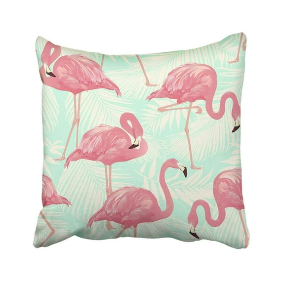 BPBOP Black Miami Flamingo Bird And Tropical Palm Pink Classic Beach Birthday Chic Drawing Pillowcase Pillow Cushion Cover 18x18 inches