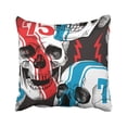 thumbnail image 1 of BPBOP Black Race with of Racer Skull White Motorcycle Biker Emblem Anatomy Bone Club Danger Pillowcase 18x18 inch, 1 of 1
