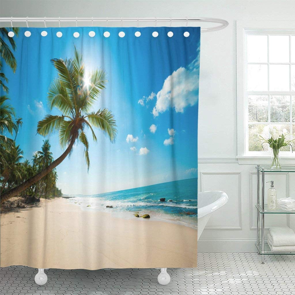 BPBOP Blue Tropic Untouched Tropical Beach in Sri Lanka Palm Tree Summer Island Caribbean ...