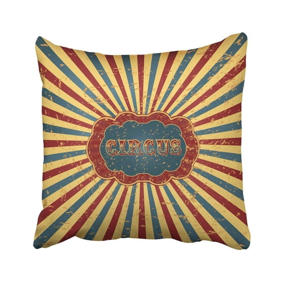 BPBOP Blue Vintage Grunge Circus Colorful Tent Carnival Cabaret Old American Artistic Big Pillowcase Throw Pillow Cover Case 18x18 inches