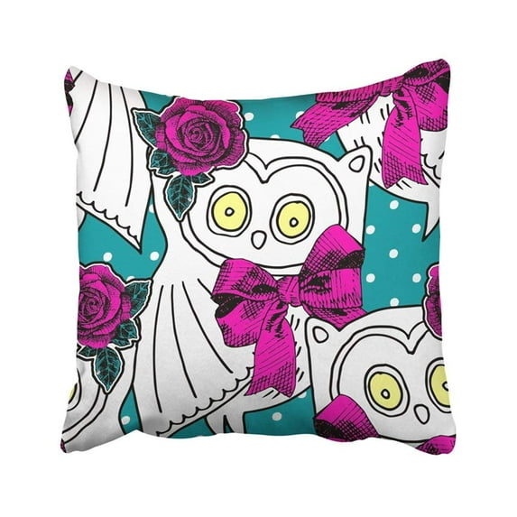 BPBOP Colorful Bird With Color Owls 1 Bow Branch Bright Cartoon Colourful Colours Curve Pillowcase Throw Pillow Cover 18x18 inches