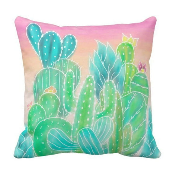 BPBOP Colorful Bright Modern Tropical Exotic Summer Cactus Pink Ombre Pillowcase Cover 20x20 inch