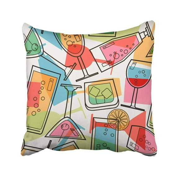 BPBOP Colorful Drink Cocktails Retro 1950s Mid Century Wine 50s Modern Pillowcase Throw Pillow Cover 16x16 inches