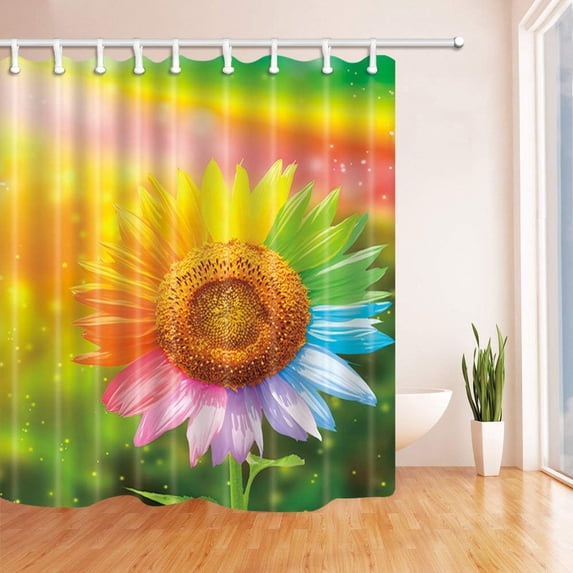 BPBOP Colorful Sunflower under Sunhsine Polyester Fabric Bathroom Shower Curtain 66x72 inches