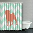 thumbnail image 1 of BPBOP Coral Dog Mint Green White Chevron Zigzag Pattern Bathroom Shower Curtain 60x72 inches, 1 of 4
