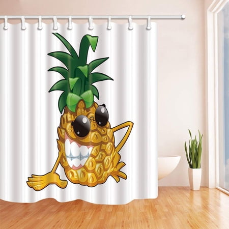 BPBOP Creative Decor Cartoon Pineapple Kids Polyester Fabric Bathroom Shower Curtain 66x72 inches