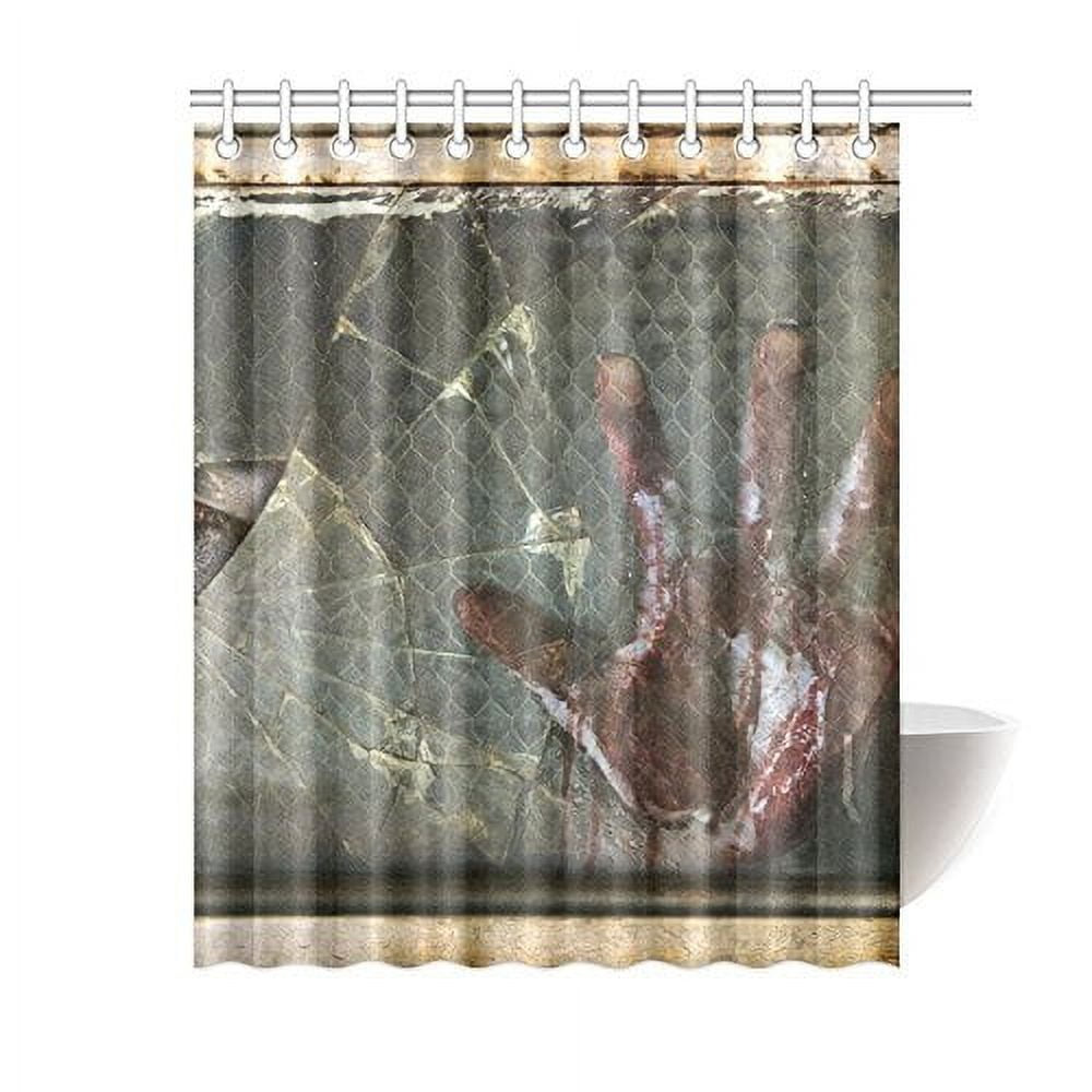 BPBOP Creepy Eye Zombie Looking Through Broken Glass Window Shower