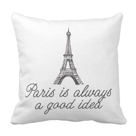 BPBOP Cute French Paris Is Always Good Idea Black France Pillowcase Cushion Cover 16x16 inches