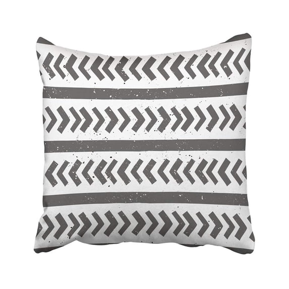 BPBOP Drawn Chevron And Lines Abstract Geometric Pattern In Black And White Hand Tribal Pillowcase Throw Pillow Cover Case 18x18 inches