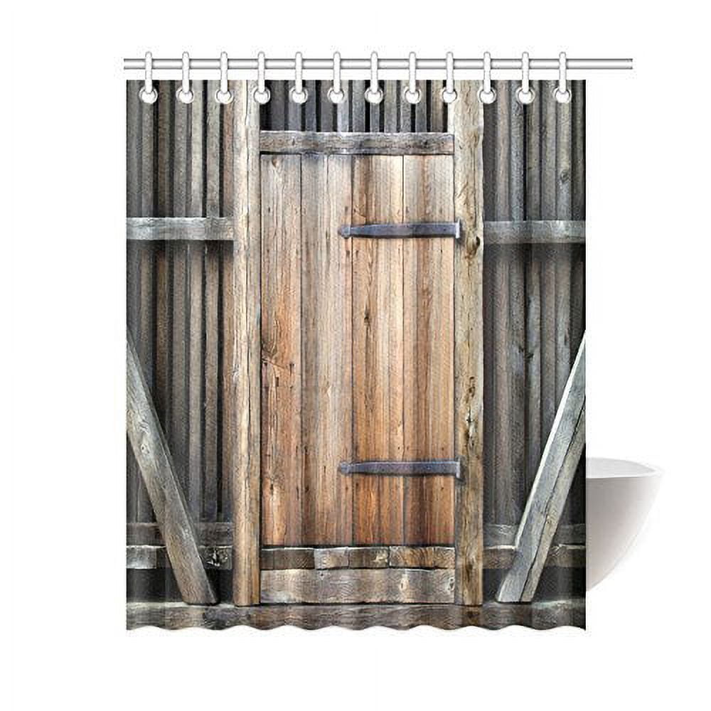 BPBOP Farmhouse Brown Bathroom Curtains, Rustic Antique Wooden Door