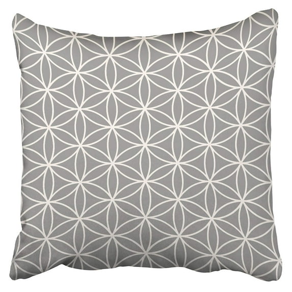 BPBOP Flower Of Life Cream On Grey Pattern Accent Pillowcase Cushion Cover 16x16 inch