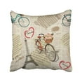 thumbnail image 1 of BPBOP Flower Paris Vintage Newspaper Postal Retro Floral France Bicycle Nature Drawing Pillowcase Pillow Cover 18x18 inches, 1 of 1