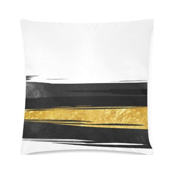 BPBOP Gold and Black Stripes Deisign Cushion Cases Pillow Cover Two Sides Printing 16x16 Inches