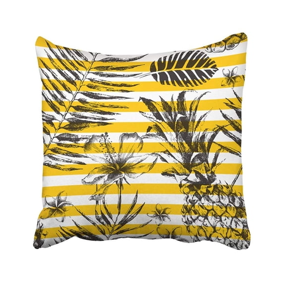 BPBOP Green Beach With Tropical Palm Leaves Flowers And Pineapples Leaf Brazil Summer Heart Pillowcase Pillow Cover 18x18 inches