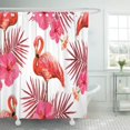 thumbnail image 1 of BPBOP Green Beautiful Floral Summer with Tropical Palm Leaves Flamingo Hibiscus Perfect Polyester Shower Curtain Bathroom Decor 66x72 inches, 1 of 3