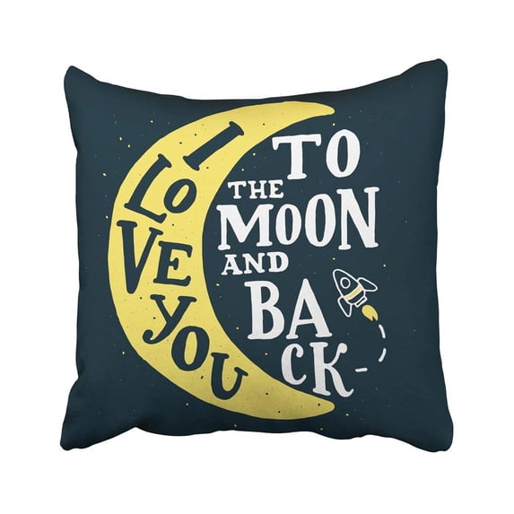BPBOP I Love You To The Moon And Back With Rocket Romantic Lettering Made Hand Written Pillowcase Cover 20x20 inch
