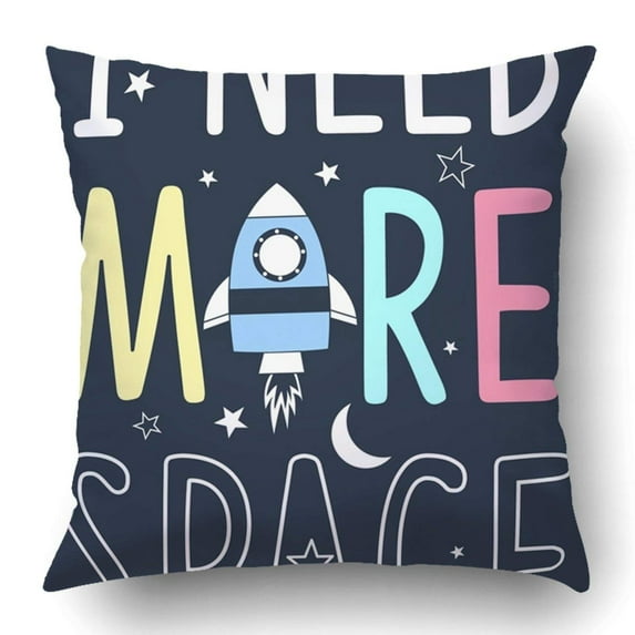 BPBOP I Need More Space Slogan And Spaceship Pillowcase Pillow Cushion Cover 16x16 inch