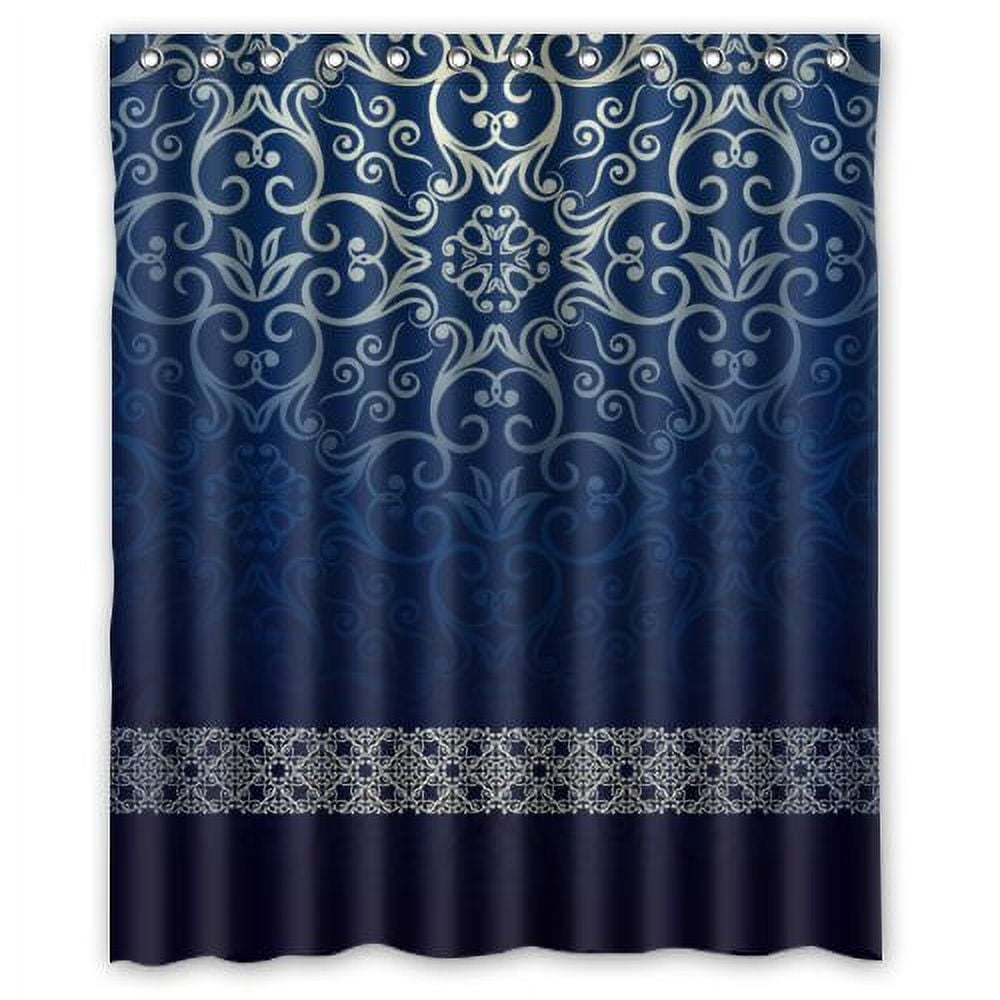 BPBOP Luxury Pattern In Blue Shower Curtain Waterproof Polyester Fabric