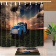 thumbnail image 1 of BPBOP Manly Decor Blue Truck on Prairie Burning Cloud Backdrop Shower Curtain 66x72 inches with Floor Doormat Bath Rugs 15.7x23.6 inches, 1 of 1