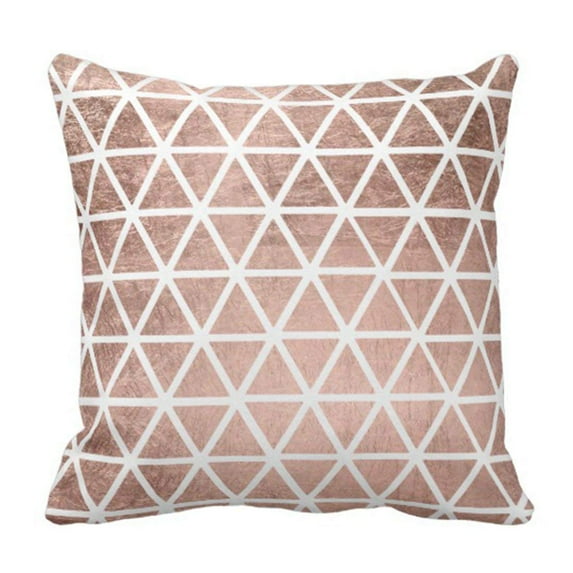 BPBOP Modern Faux Rose Gold Foil Triangles Pattern Pillowcase Cover 18x18 inch