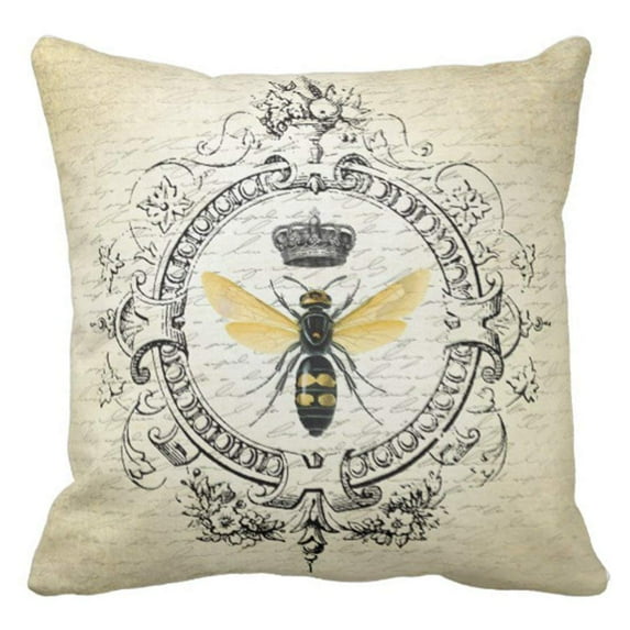 BPBOP Modern Vintage French Queen Bee Pillowcase Cover 18x18 inch