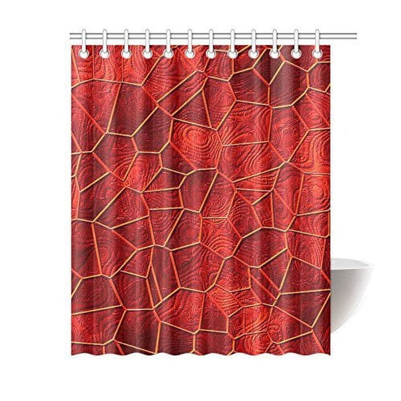 BPBOP Mosaic Lora Warm Red Bathroom Waterproof Fabric Shower Curtain 60x72 inches
