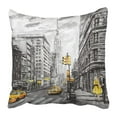 thumbnail image 1 of BPBOP Oil Painting on Canvas Street View of New York Man and Woman Yellow Taxi Modern in Gray and Colors Pillowcase 16x16 inch, 1 of 1