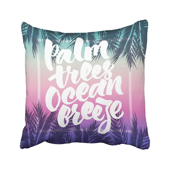 BPBOP Palm Trees Ocean Breeze Abstract Tropical With Hand Lettered Inspirational Quote Pillowcase Pillow Cushion Cover 20x20 inches