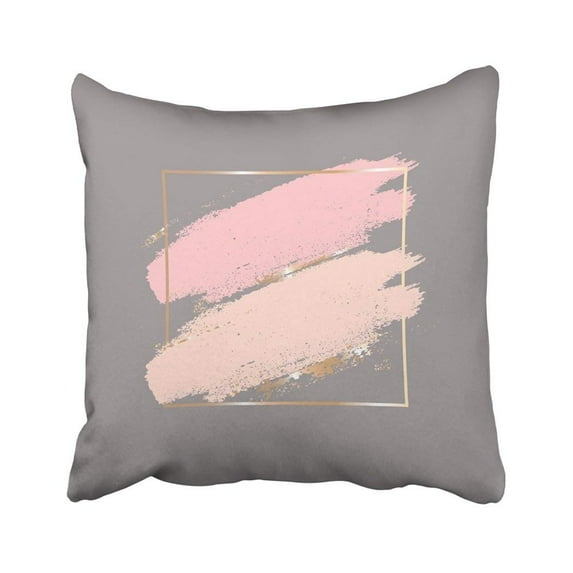 BPBOP Pink Rose Brush Strokes In Gentle Skin Tones And Gold Abstract Gray Color Spot Beauty Chic Pillowcase Throw Pillow Cover Case 18x18 inches