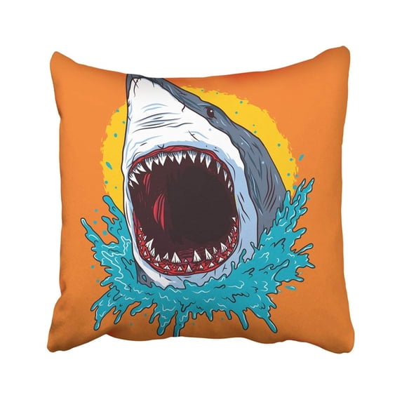BPBOP Red Head Creative Shark Attack White Mouth Beach Cartoon Bite Abstract Fishing Open Pillowcase Pillow Cover 20x20 inches