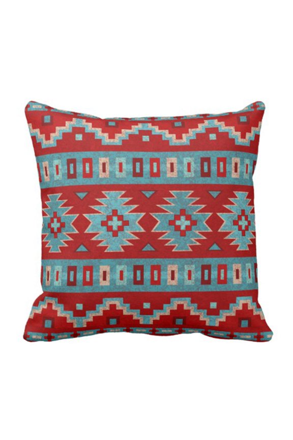 Red Santa Southwest Turquoise Western Pillowcase Cushion Cover 16x16 inches